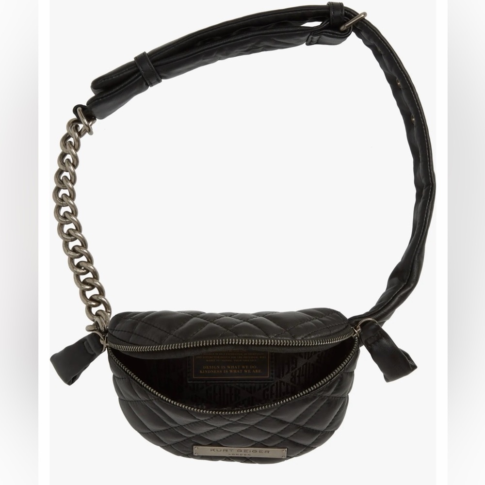 Kurt Geiger London Small Black Brixton Leather Quilt Belt Bag Bumbag Travel - Picture 15 of 16